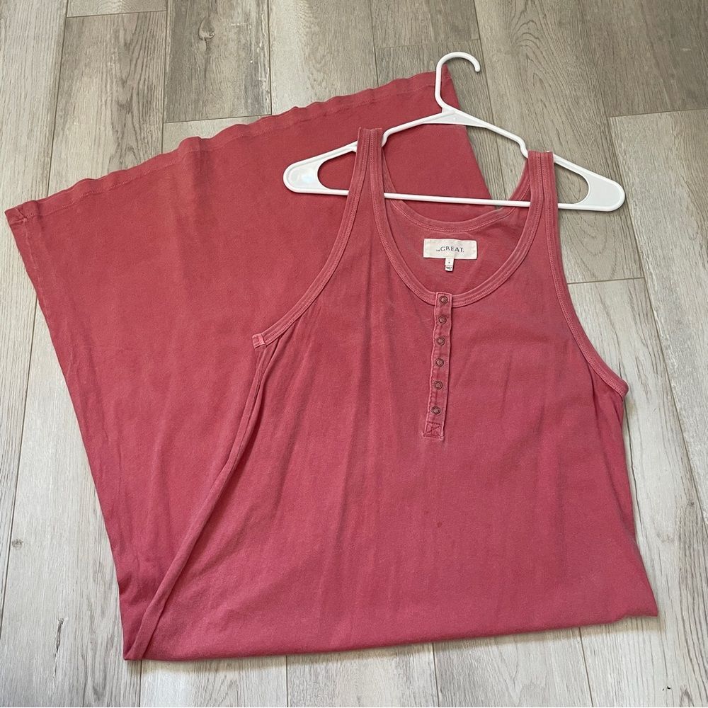The Great Dress slim henley tank midi womens Red (medium) minimalist casual